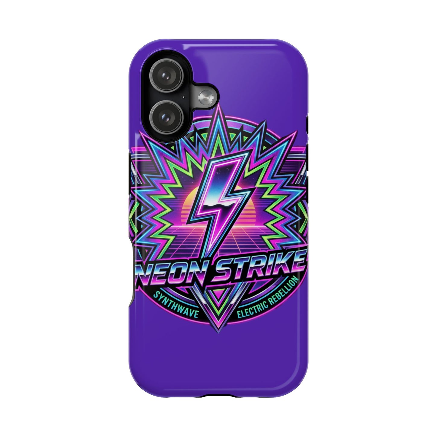 Neon Strike Phone Case — Retro 80s Lightning Magnetic Impact-Resistant Cover