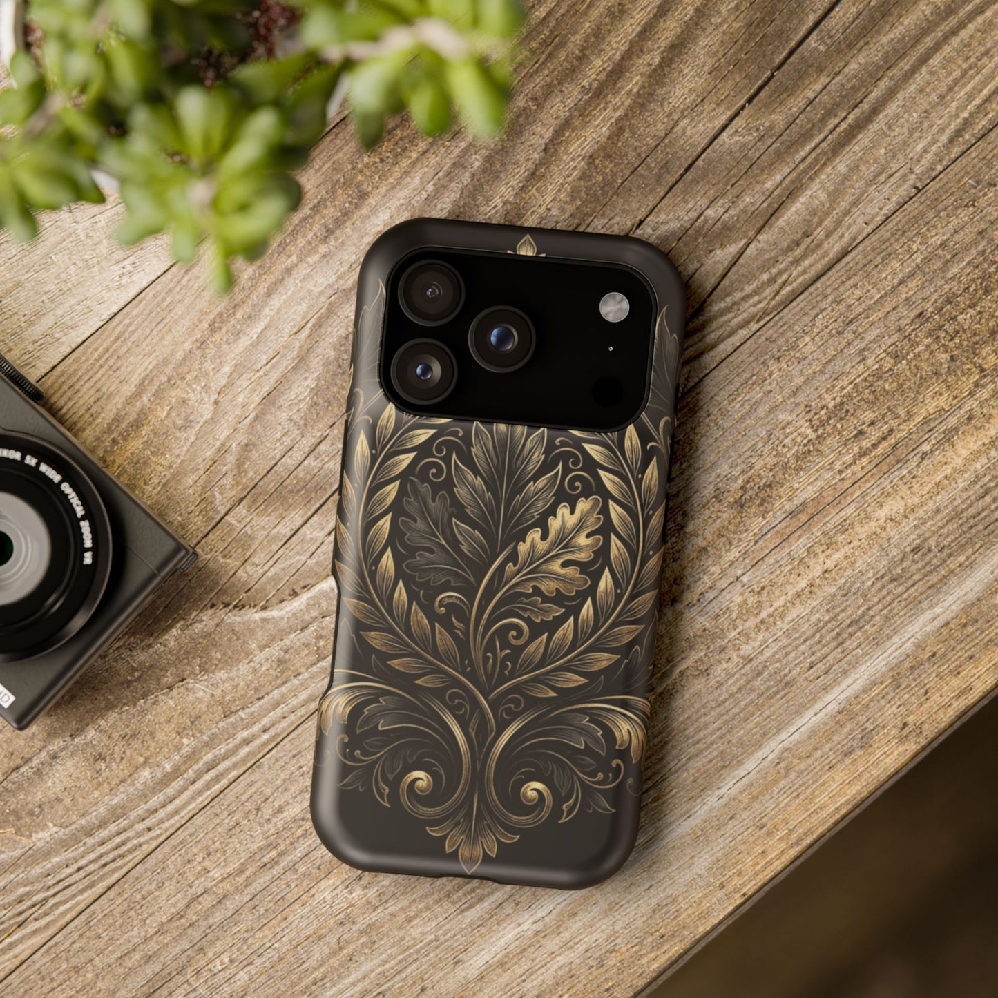 Baroque Gold Leaf Phone Case — Impact-Resistant Protective Cover