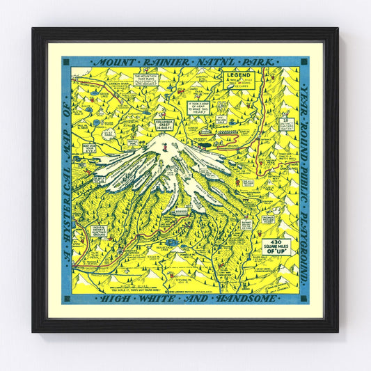Vintage Map of Mount Rainier 1940