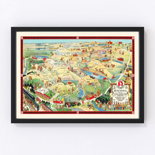 Vintage Map of Glacier National Park 1925