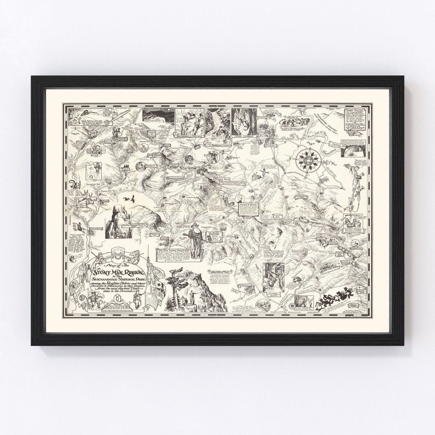 Vintage Map of Stony Man in Shenandoah National Park 1935