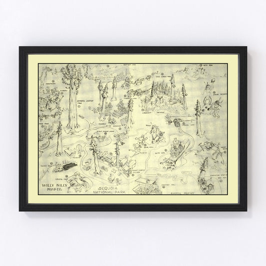 Vintage Map of Sequoia National Park 1945