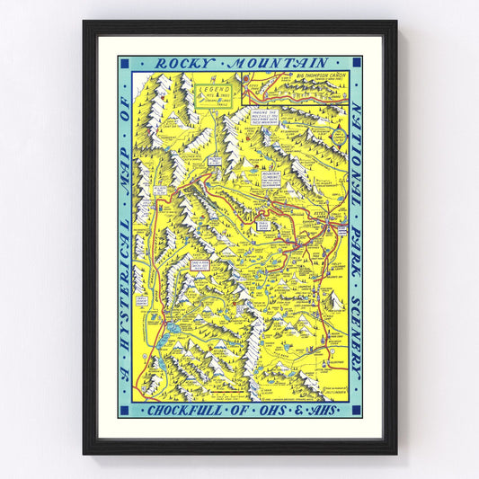 Vintage Map of Rocky Mountain National Park 1948