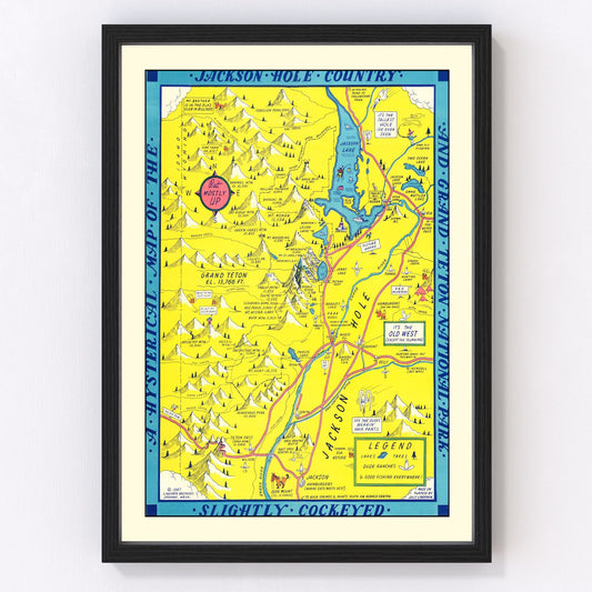 Vintage Map of Jackson Hole & Grand Teton National Park 1947