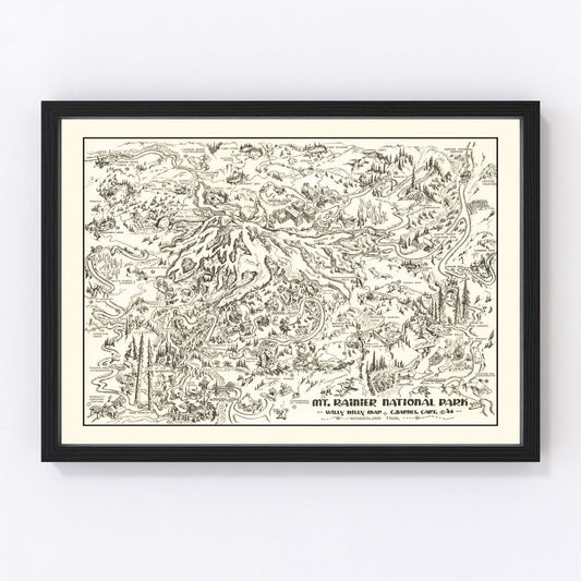 Vintage Map of Mt. Rainier National Park 1946