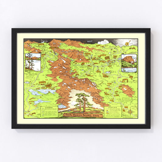 Vintage Map of Rocky Mountain National Park, Estes Park & Grand Lake 1948