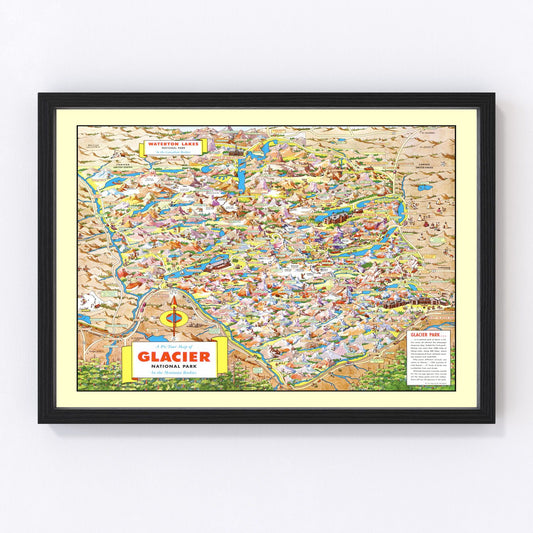 Vintage Map of Glacier National Park 1953