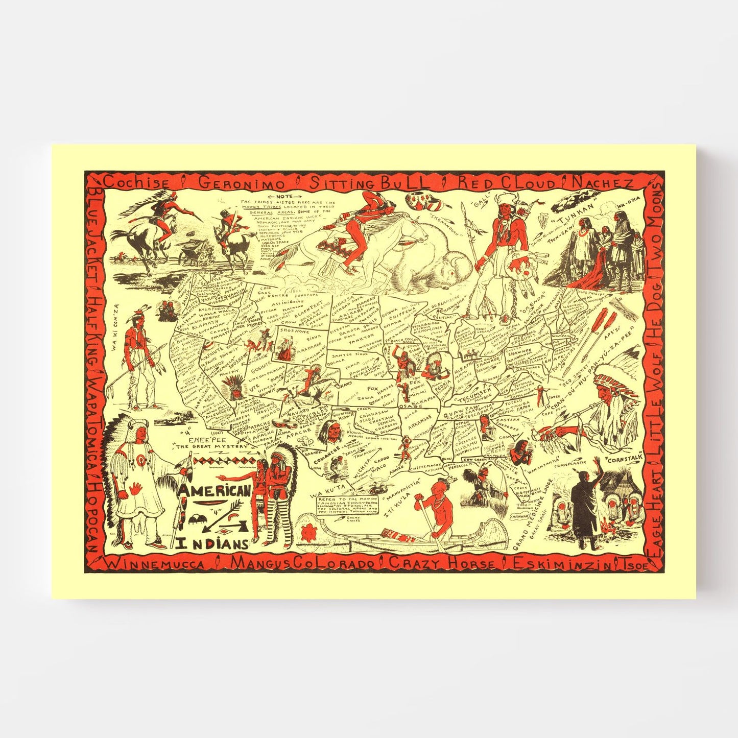 Vintage Map of United States 1952