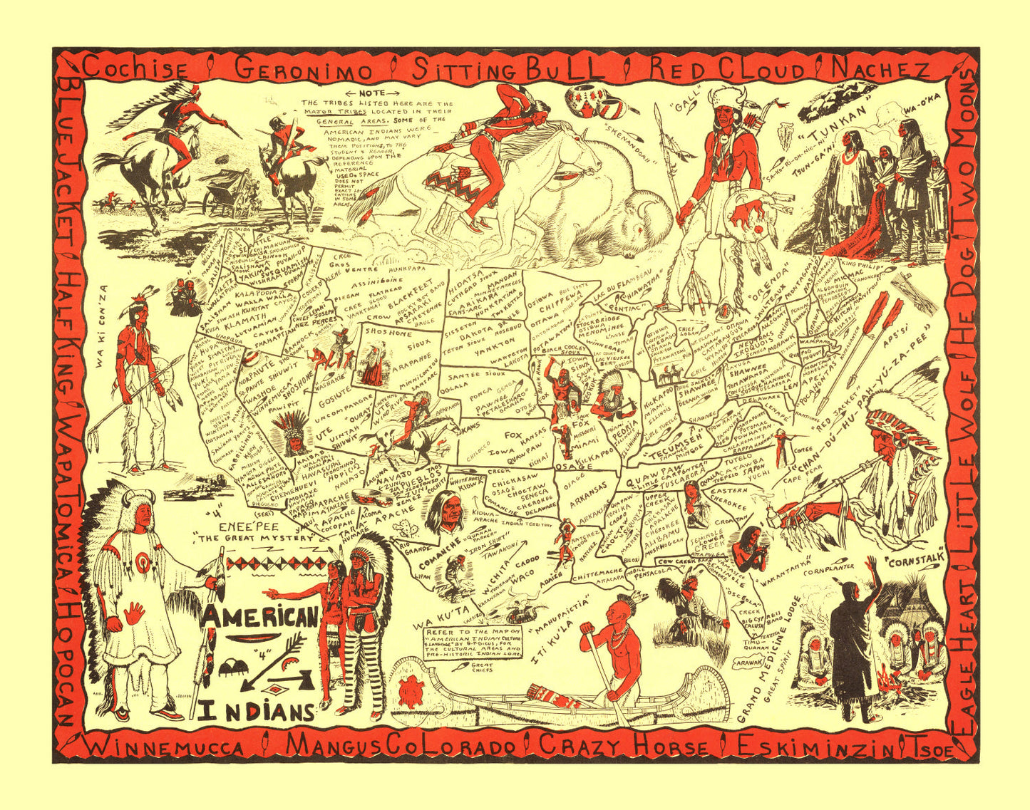 Vintage Map of United States 1952