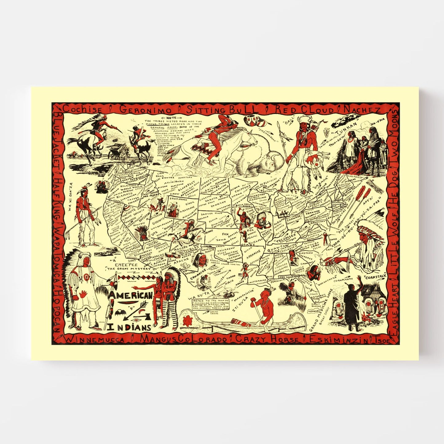 Vintage Map of United States 1952
