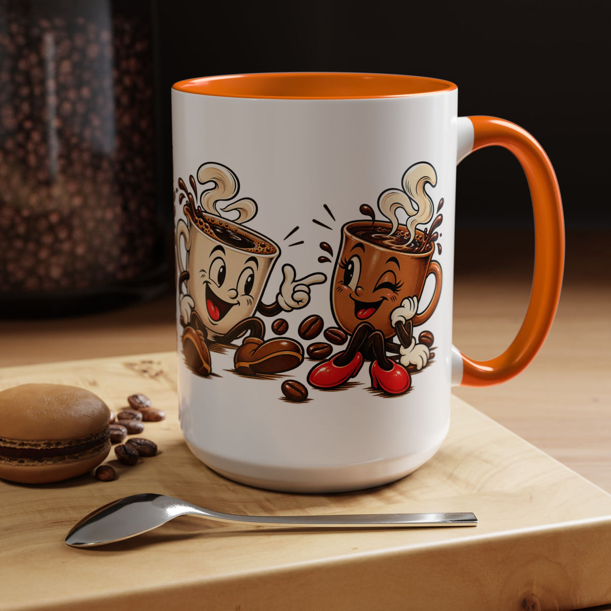 Coffee Cartoon Mug — Cute Dancing Coffee Cups Accent Mug