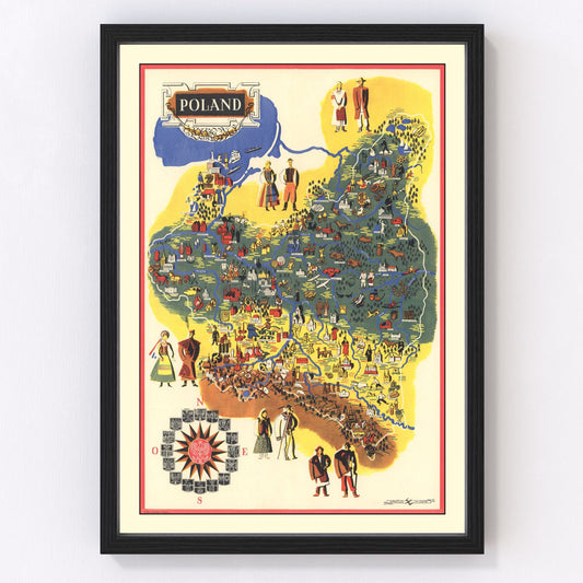 Vintage Map of Poland 1935
