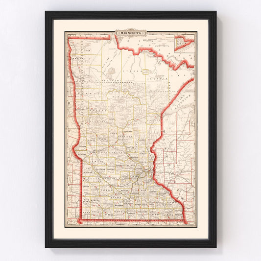 Vintage Map of Minnesota 1882