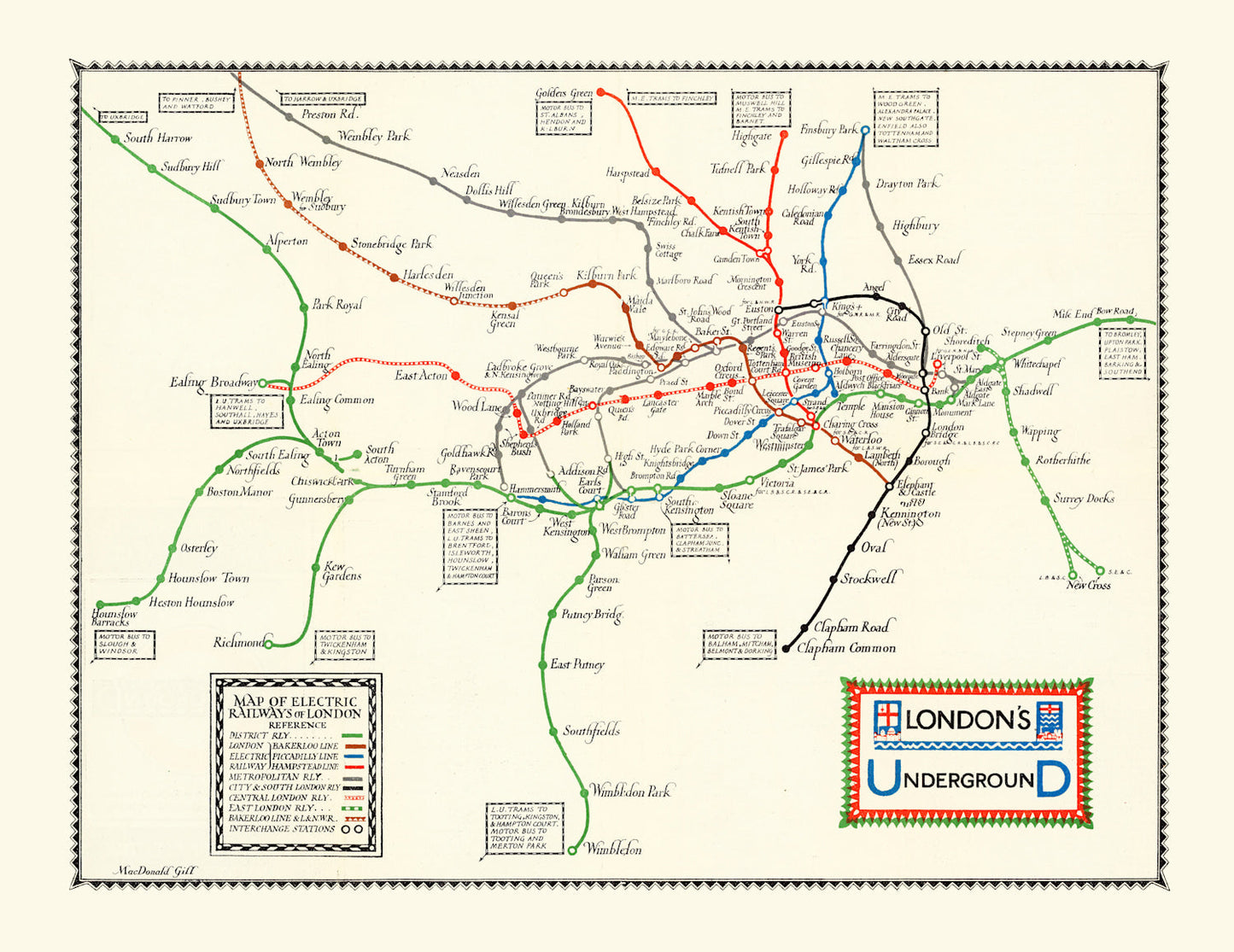 Vintage Map of London's Underground 1922