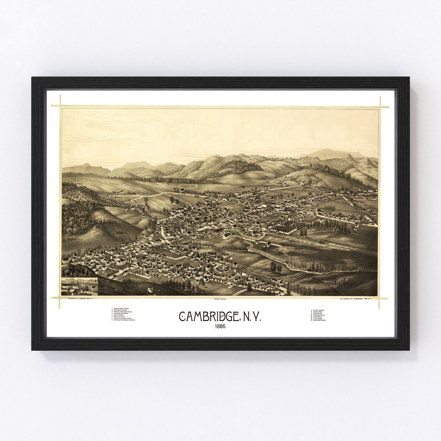 Vintage Map of Cambridge, New York 1886