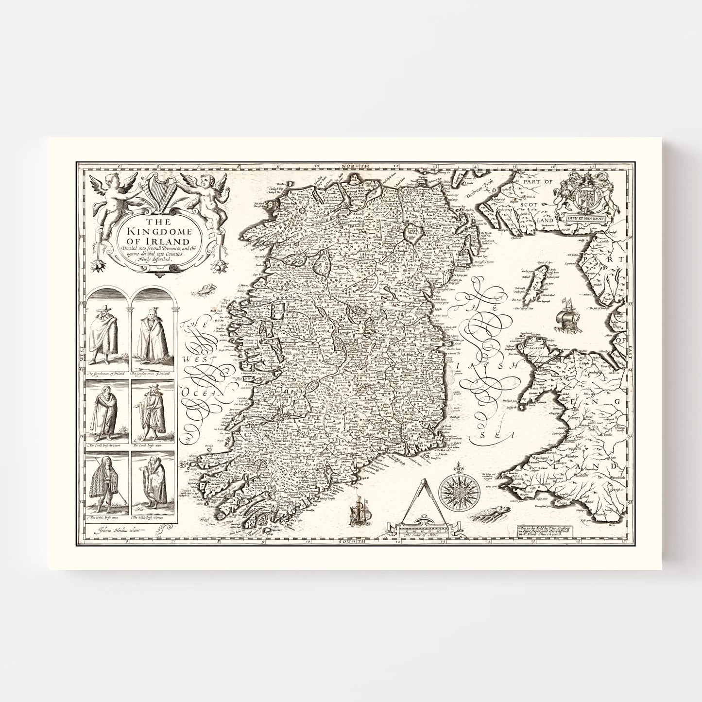 Vintage Map of Ireland 1676