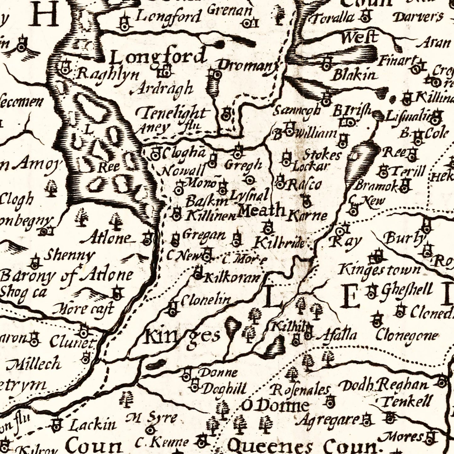 Vintage Map of Ireland 1676
