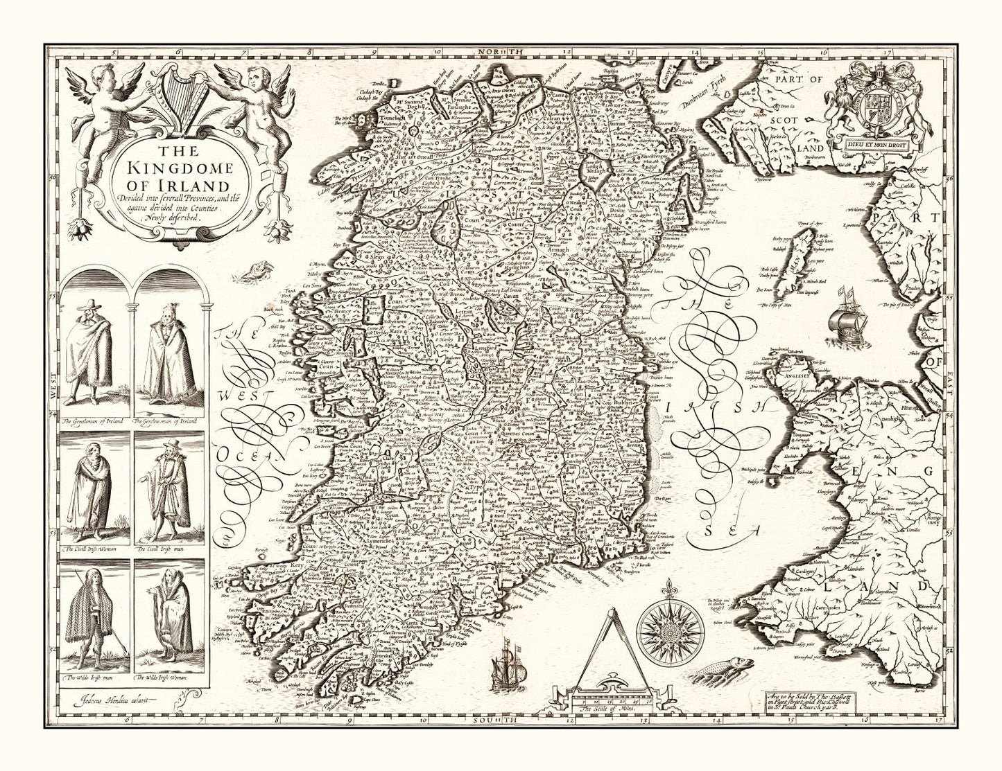 Vintage Map of Ireland 1676