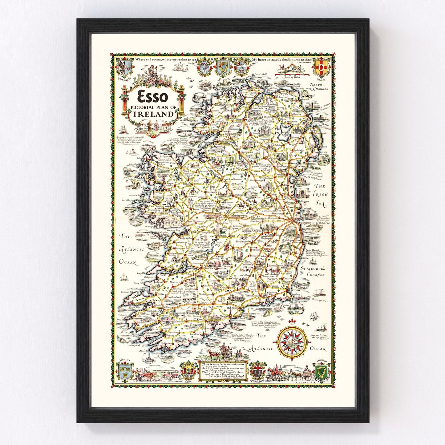 Vintage Pictorial Plan of Ireland 1933