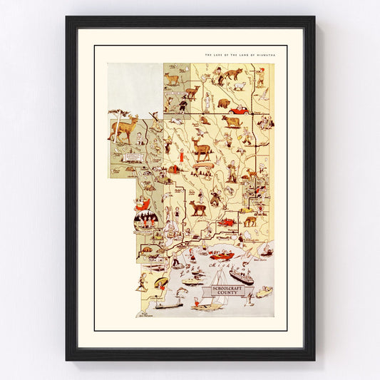 Vintage Map of Schoolcraft County, Michigan 1936