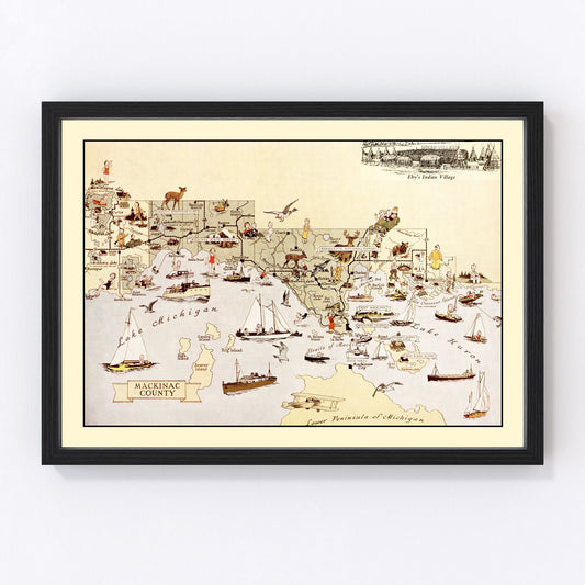 Vintage Map of Mackinack County, Michigan 1936