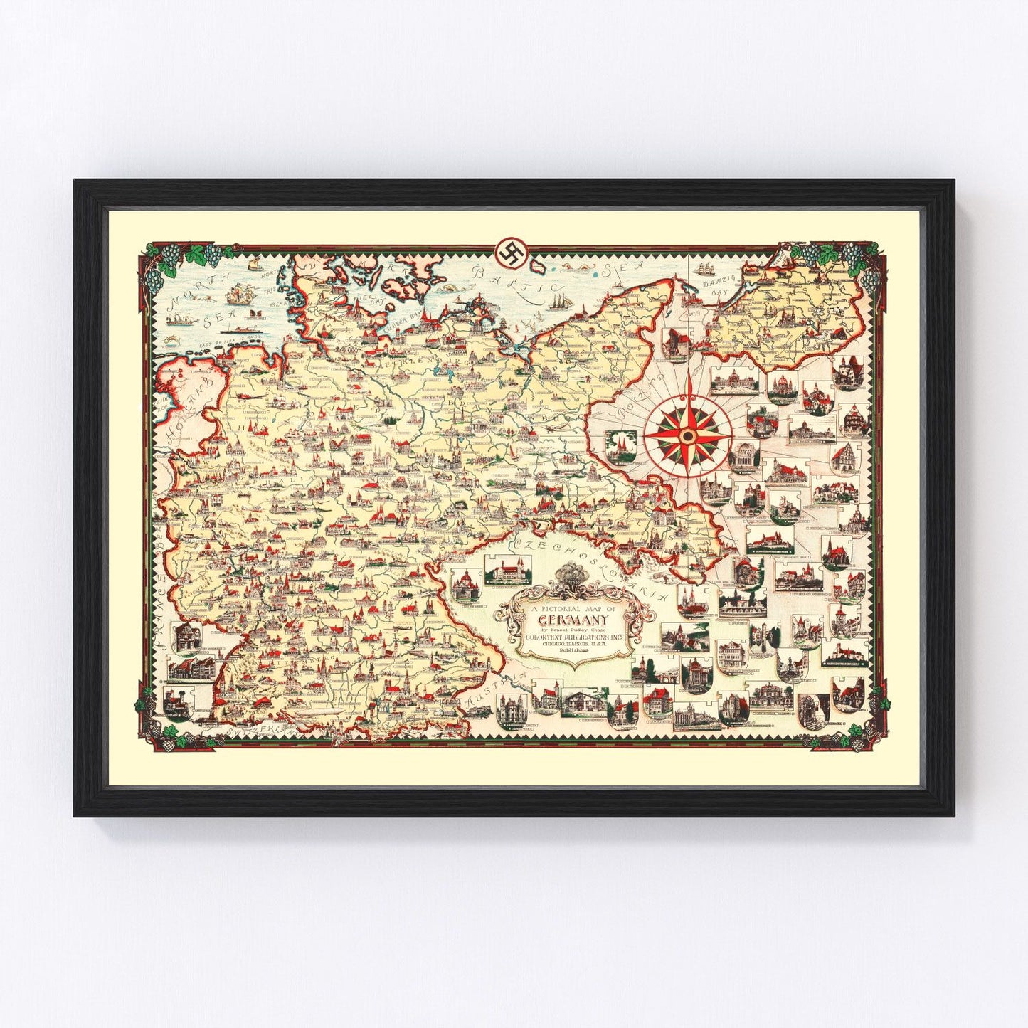 Vintage Pictorial Map of Germany 1935