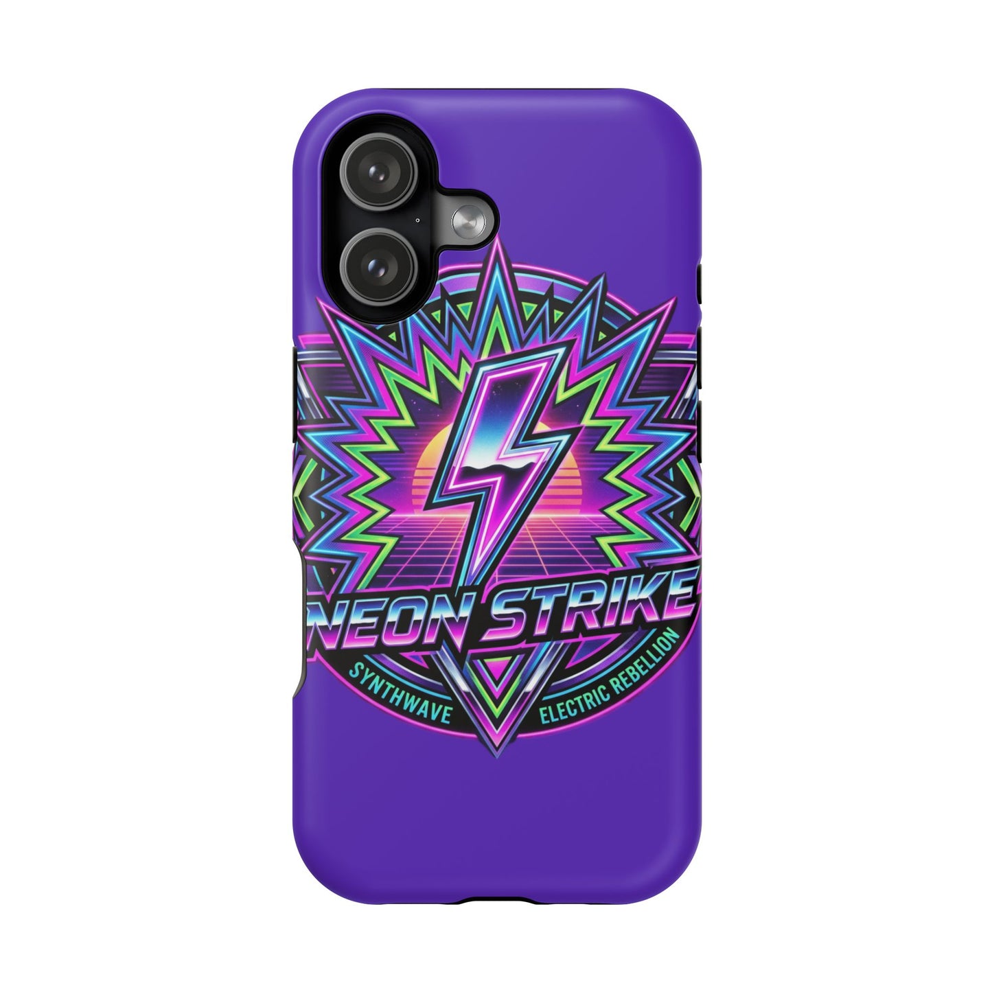 Neon Strike Phone Case — Retro 80s Lightning Magnetic Impact-Resistant Cover