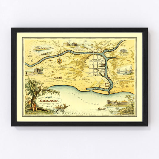 Vintage Map of Chicago, Illinois 1933