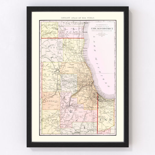 Vintage Map of Chicago Railroad Lines 1912