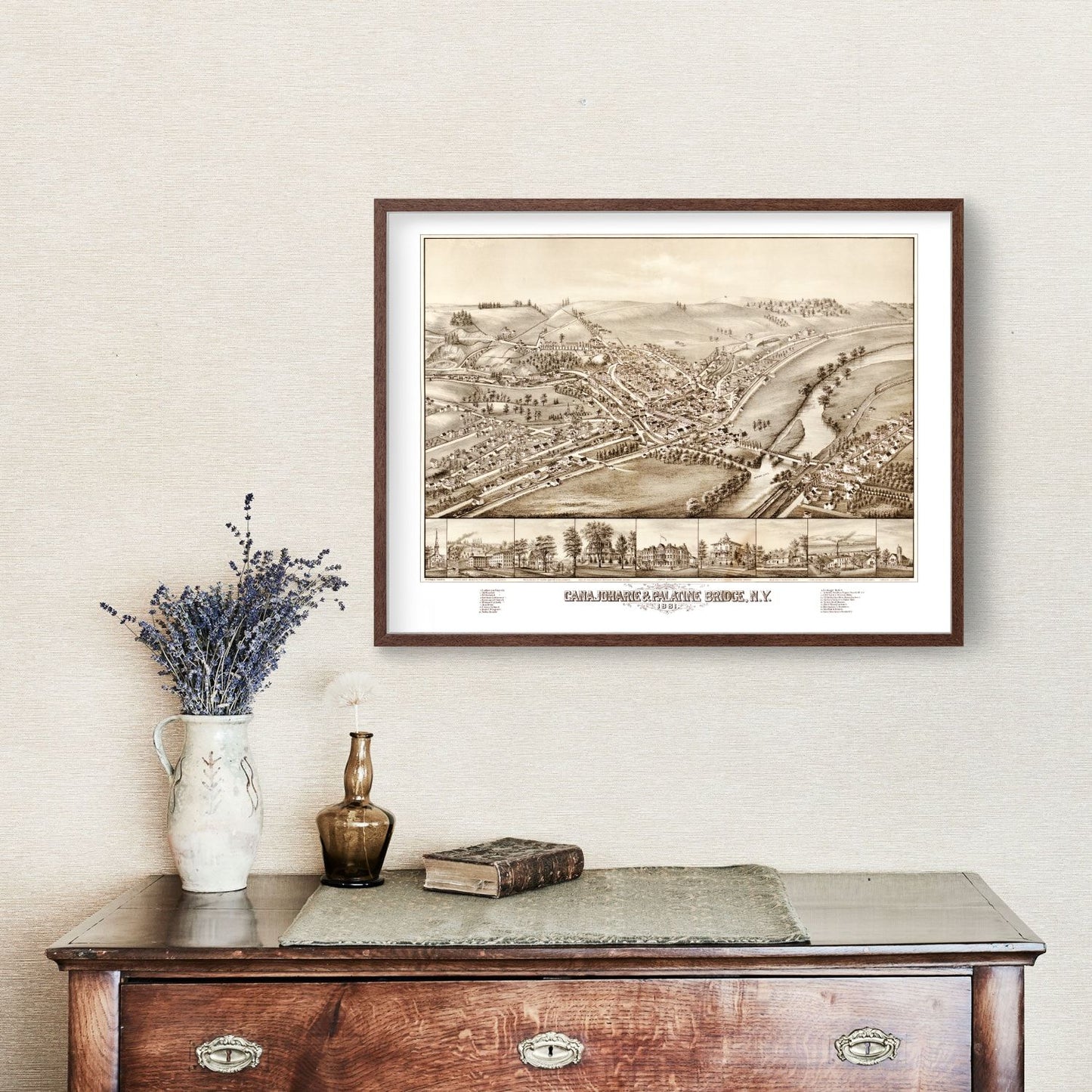Vintage Map of Canajoharie & Palatine Bridge, New York 1881