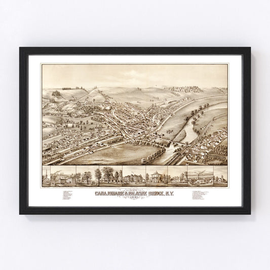 Vintage Map of Canajoharie & Palatine Bridge, New York 1881