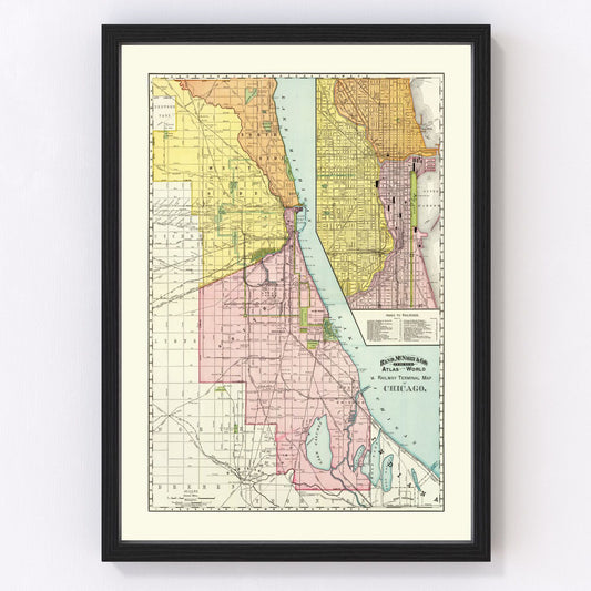 Vintage Map of Chicago Railway Terminals 1897