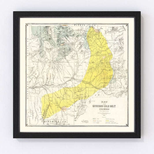 Vintage Map of the Gunnison Gold Belt in Colorado 1896