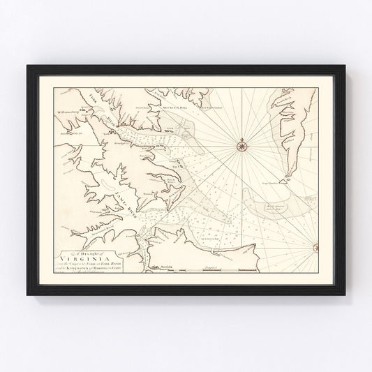 Vintage Map of Virginia 1742