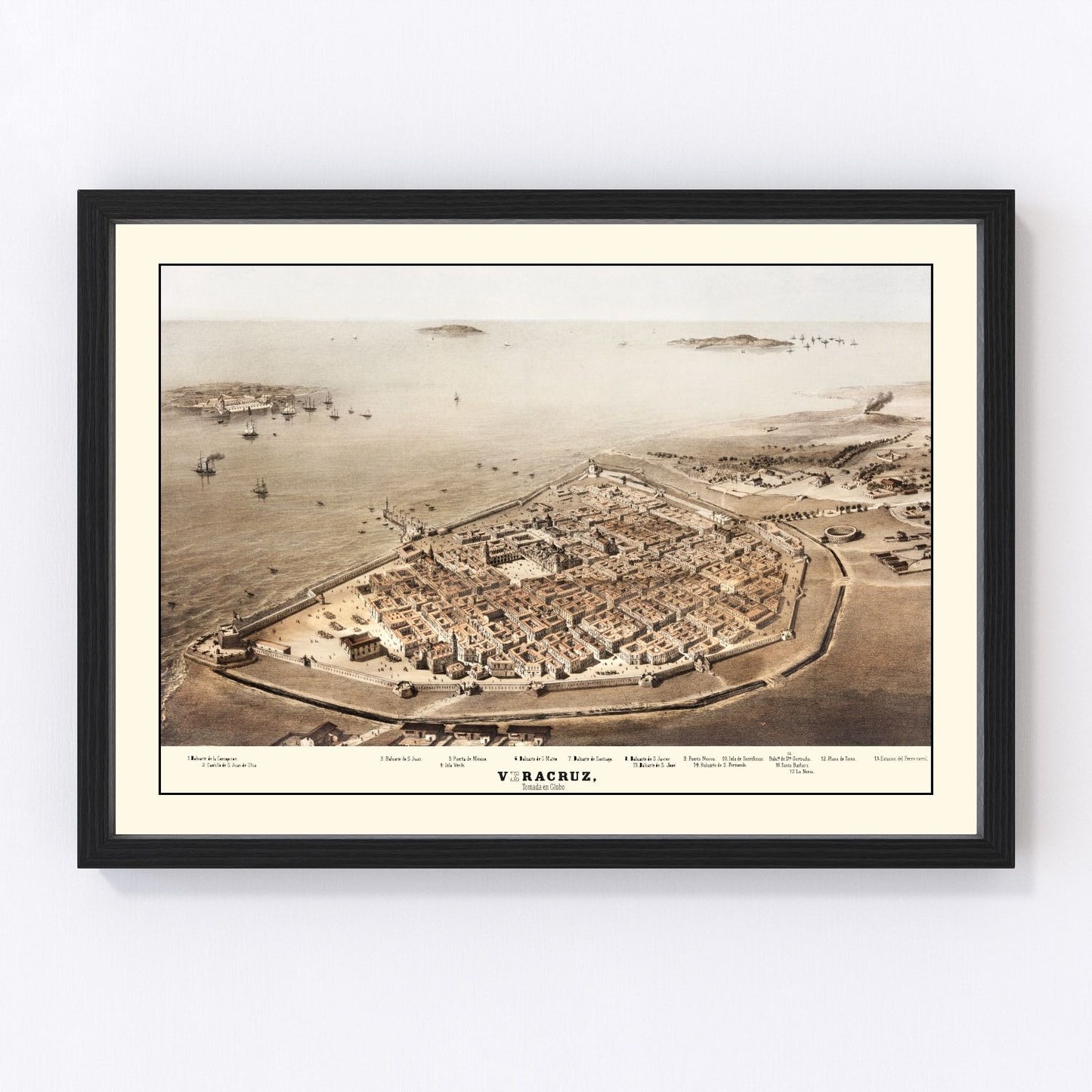 Vintage Map of Veracruz, Mexico 1862