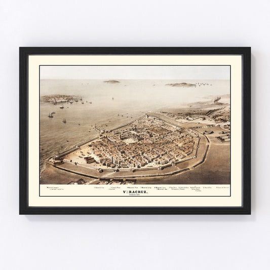 Vintage Map of Veracruz, Mexico 1862