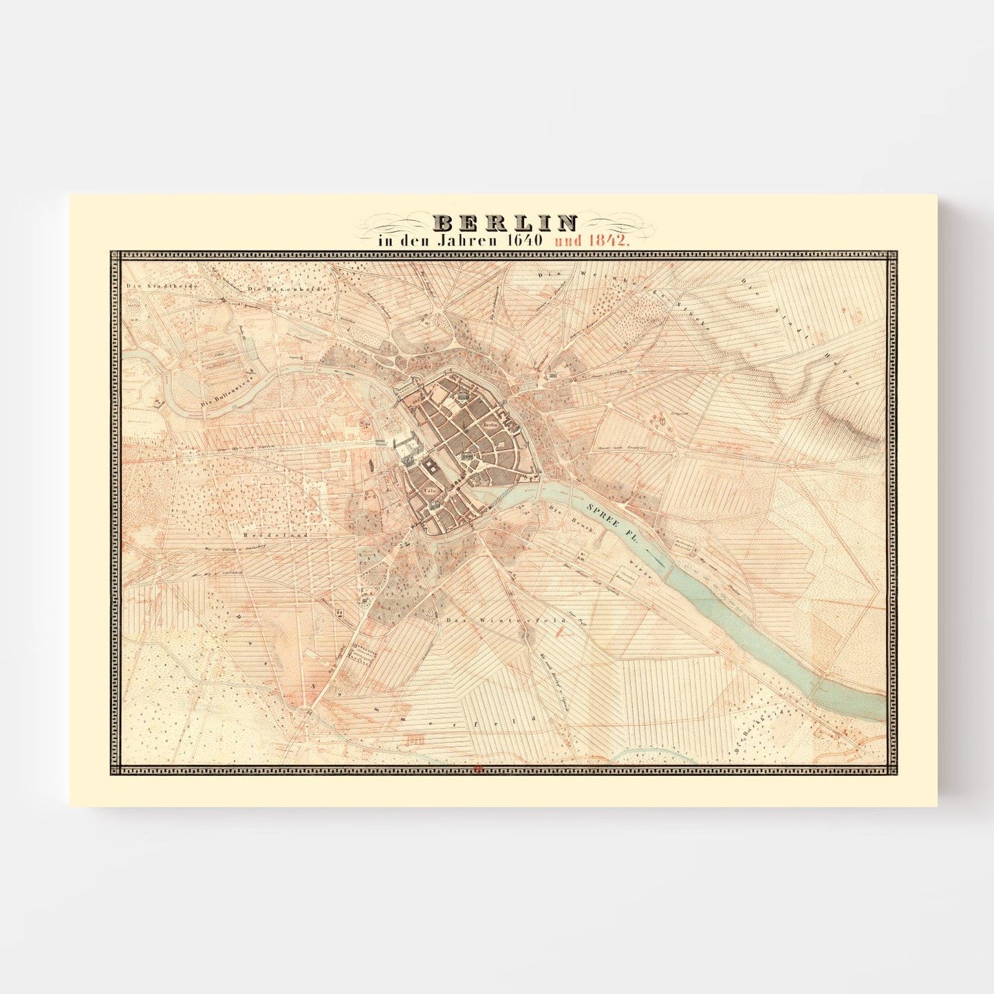 Vintage Map of Berlin, Germany 1843
