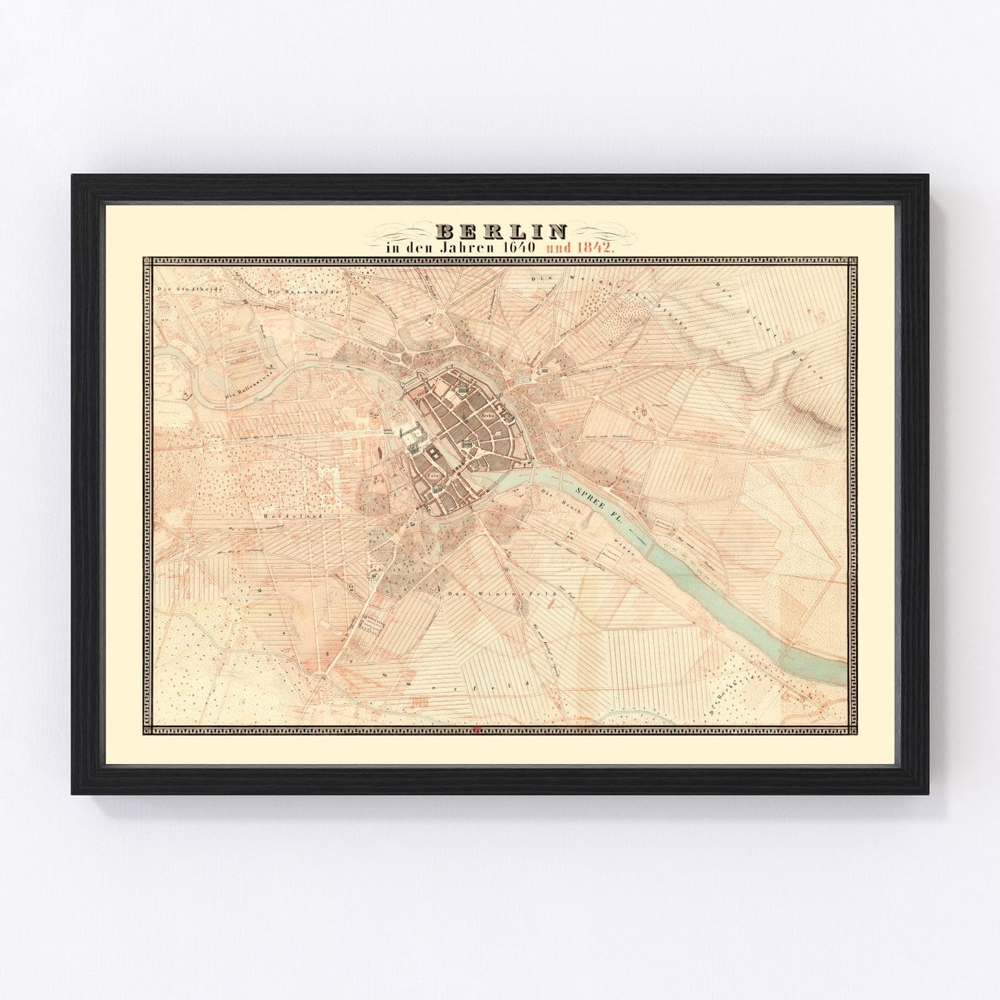 Vintage Map of Berlin, Germany 1843