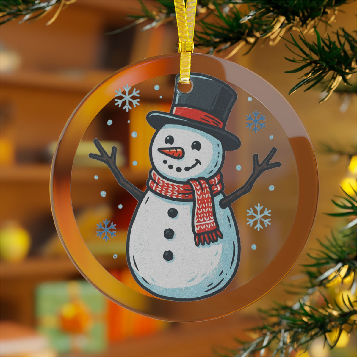 Snowman Glass Ornament