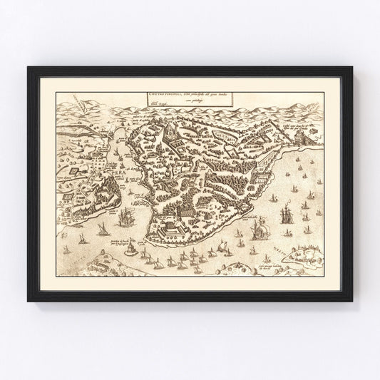 Vintage Map of Constantinople, Turkey 1572