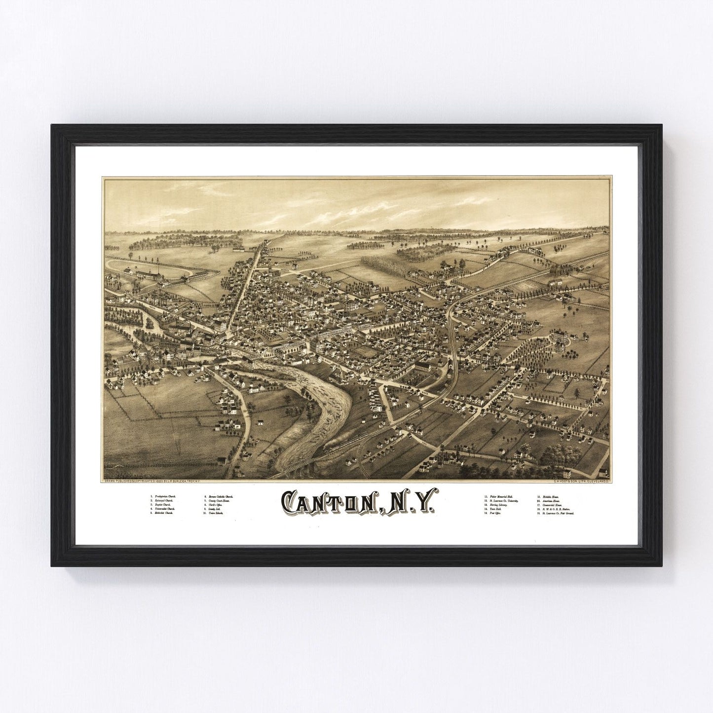 Vintage Map of Canton, New York 1885