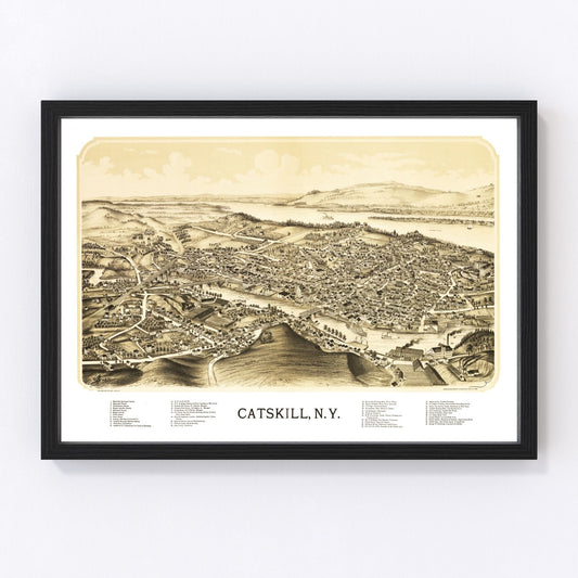 Vintage Map of Catskill, New York 1889