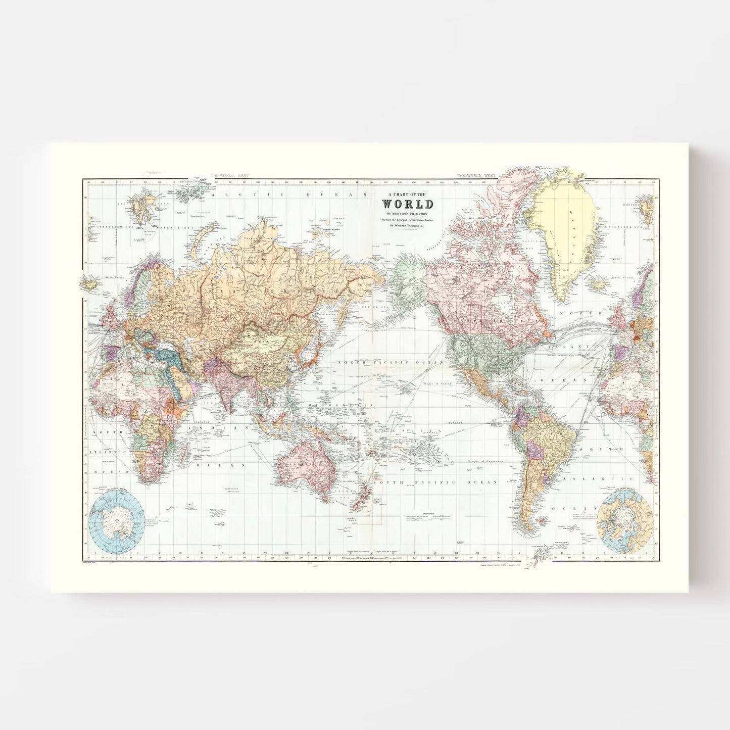 Vintage World Map 1904