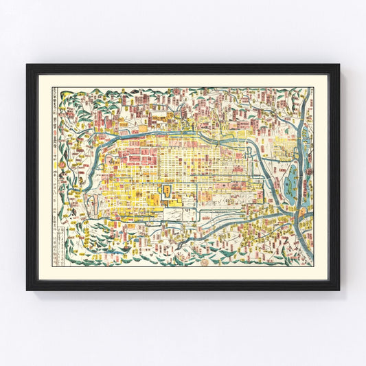 Vintage Map of Kyoto, Japan 1863