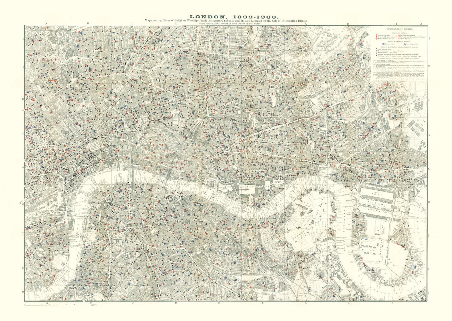 Vintage Map of London, England 1903