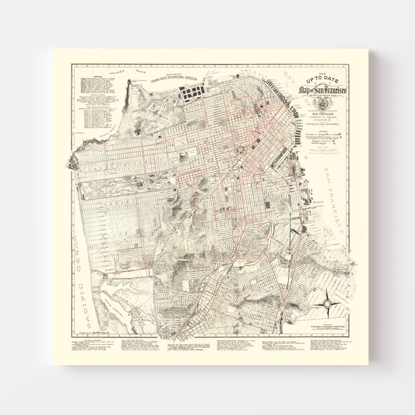 Vintage Map of San Francisco, California 1915