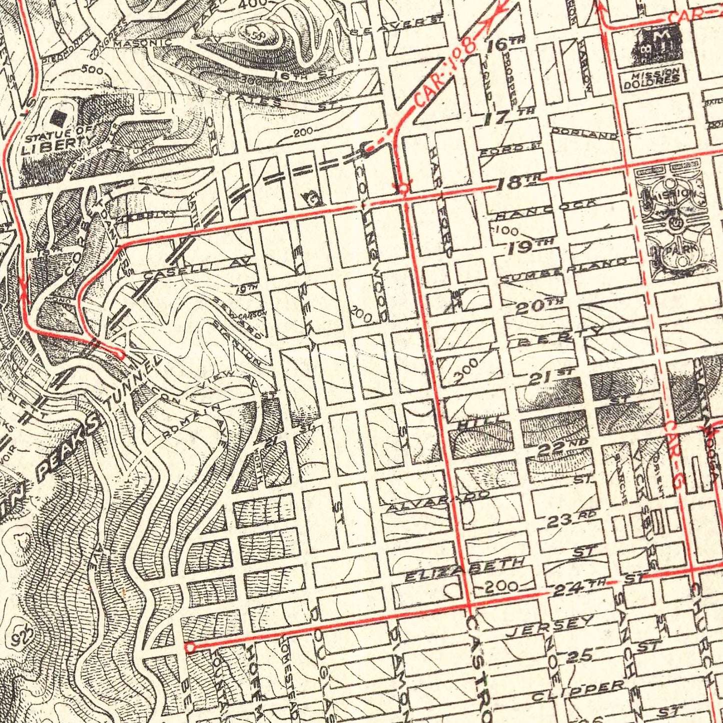 Vintage Map of San Francisco, California 1915
