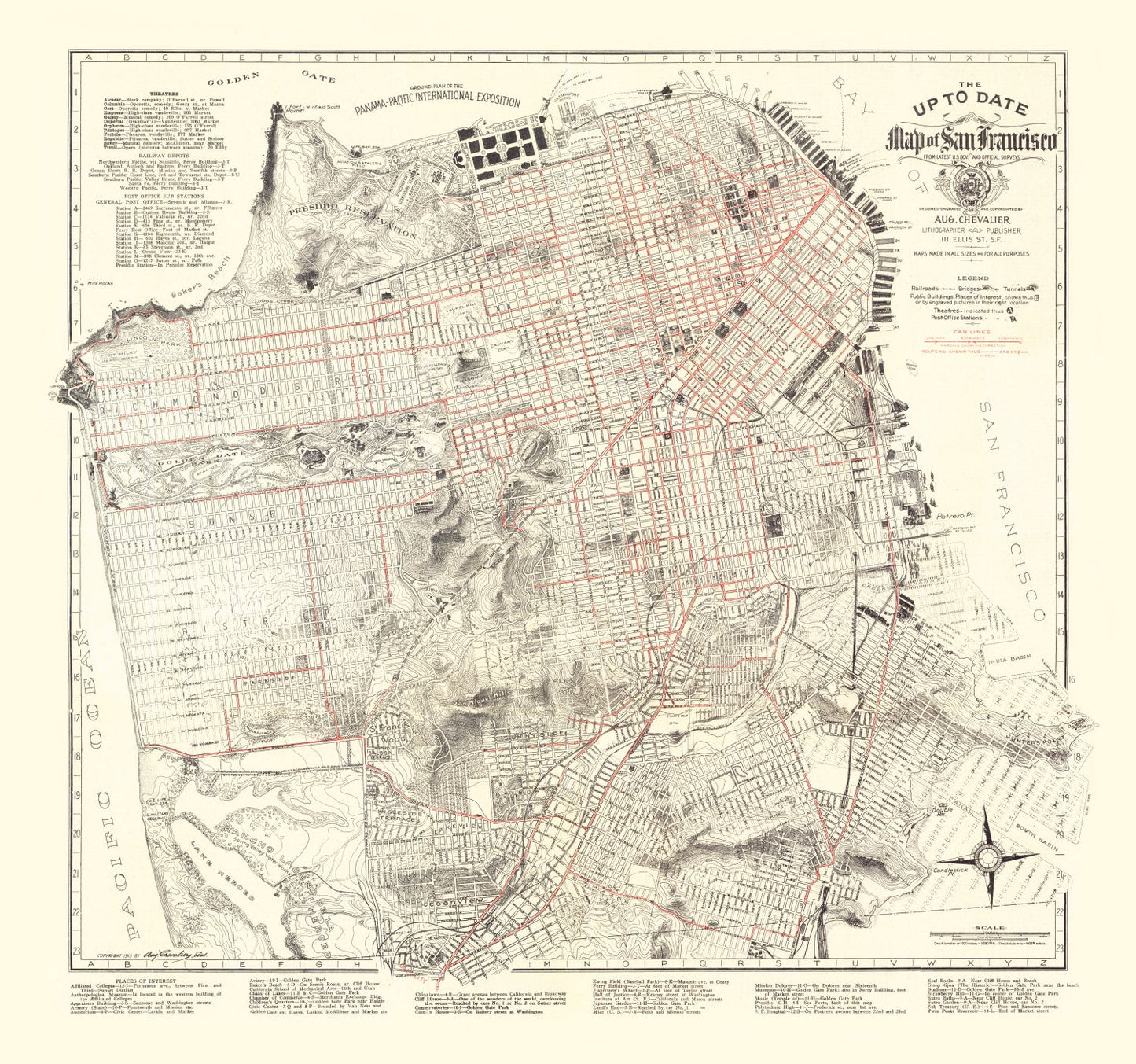 Vintage Map of San Francisco, California 1915