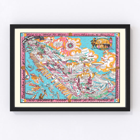 Vintage Map of New York City, New York 1925