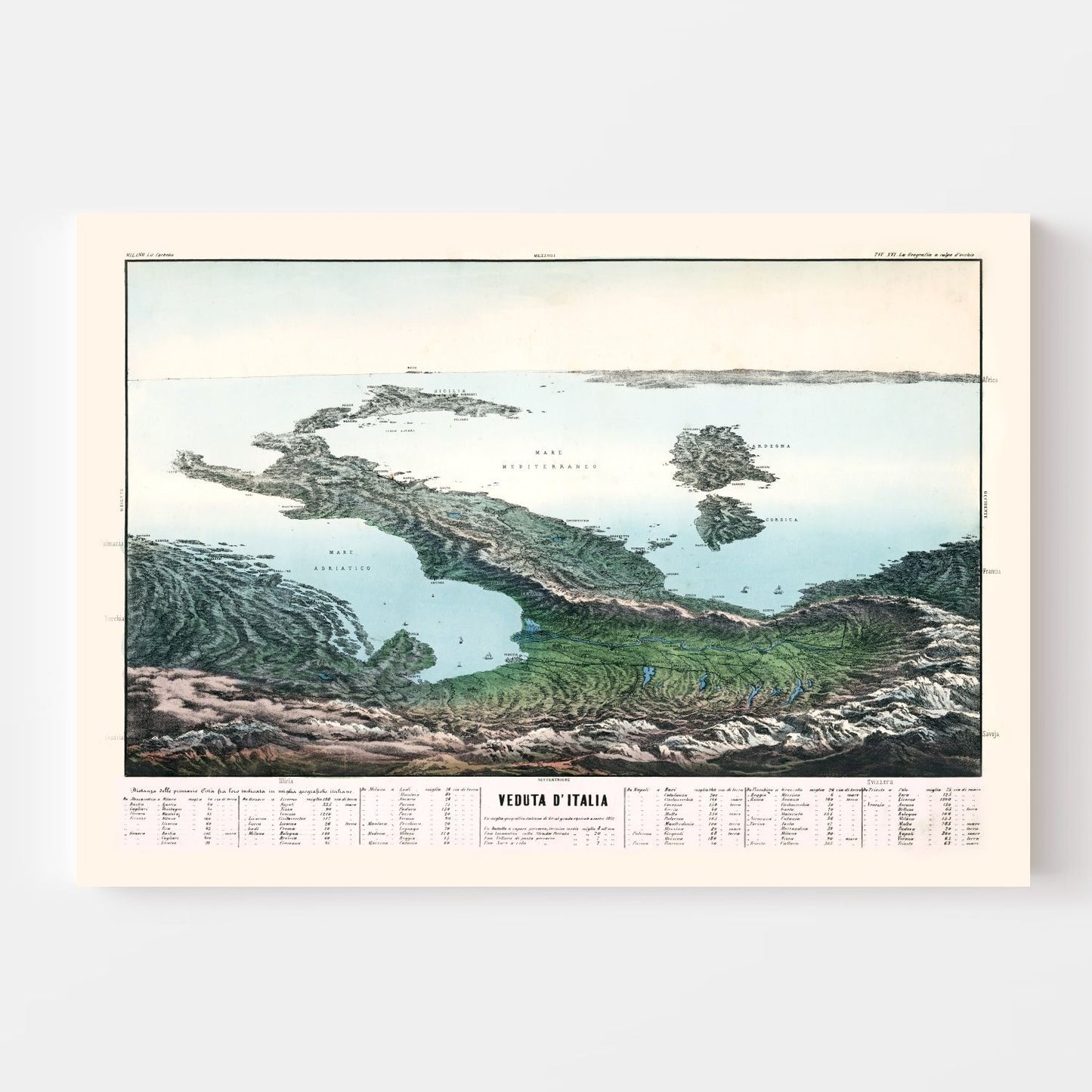 Vintage Map of Italy 1853